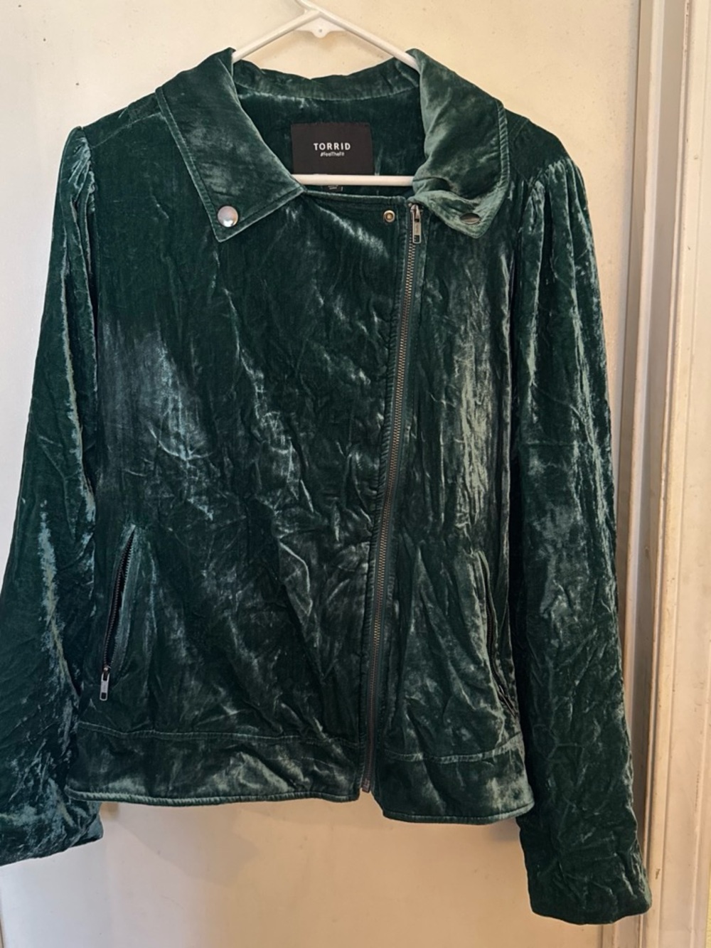 torrid emerald green crushed velvet moto jacket